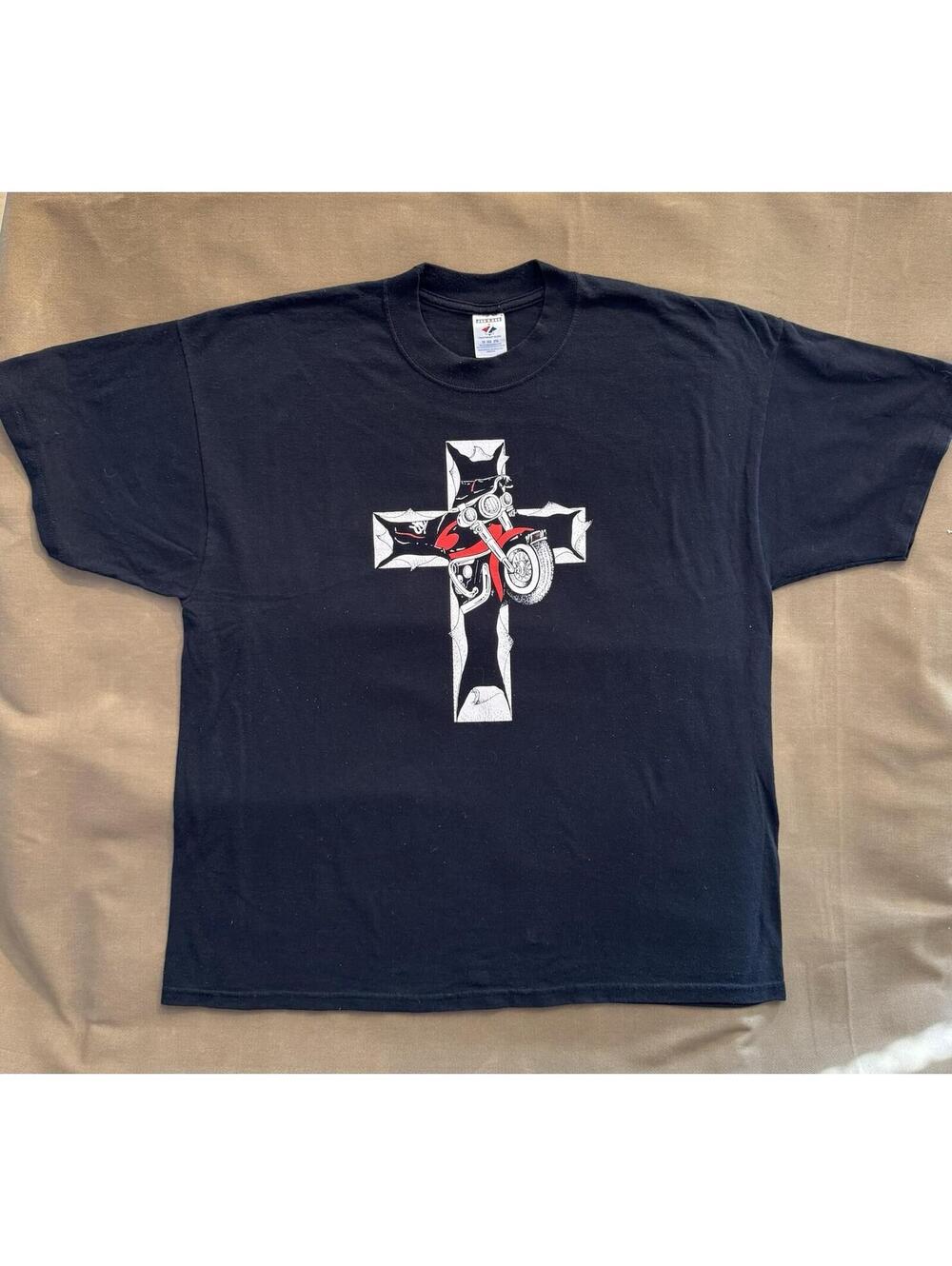 Vintage 90s Jesus Christ Motercycle Cross Murrysville Alliance Church Shirt 2XL